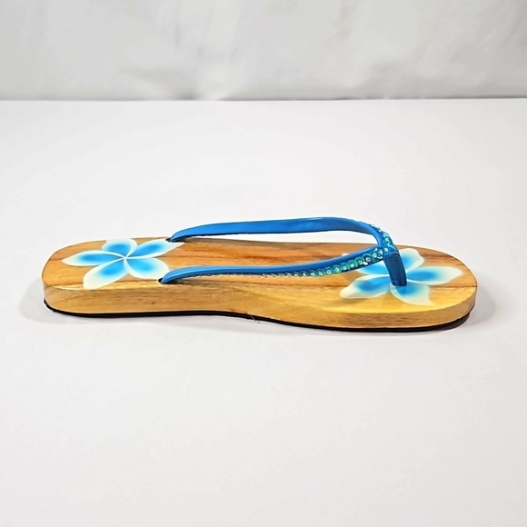 Hard Wood Hand Painted Sandals Size 8 - Picture 1 of 7